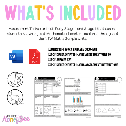 Multi Age K-2 Year A Differentiated NSW Maths Assessment Unit 6 - Assessment