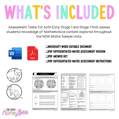 Multi Age K-2 Year A Differentiated NSW Maths Assessment Unit 7 - Assessment