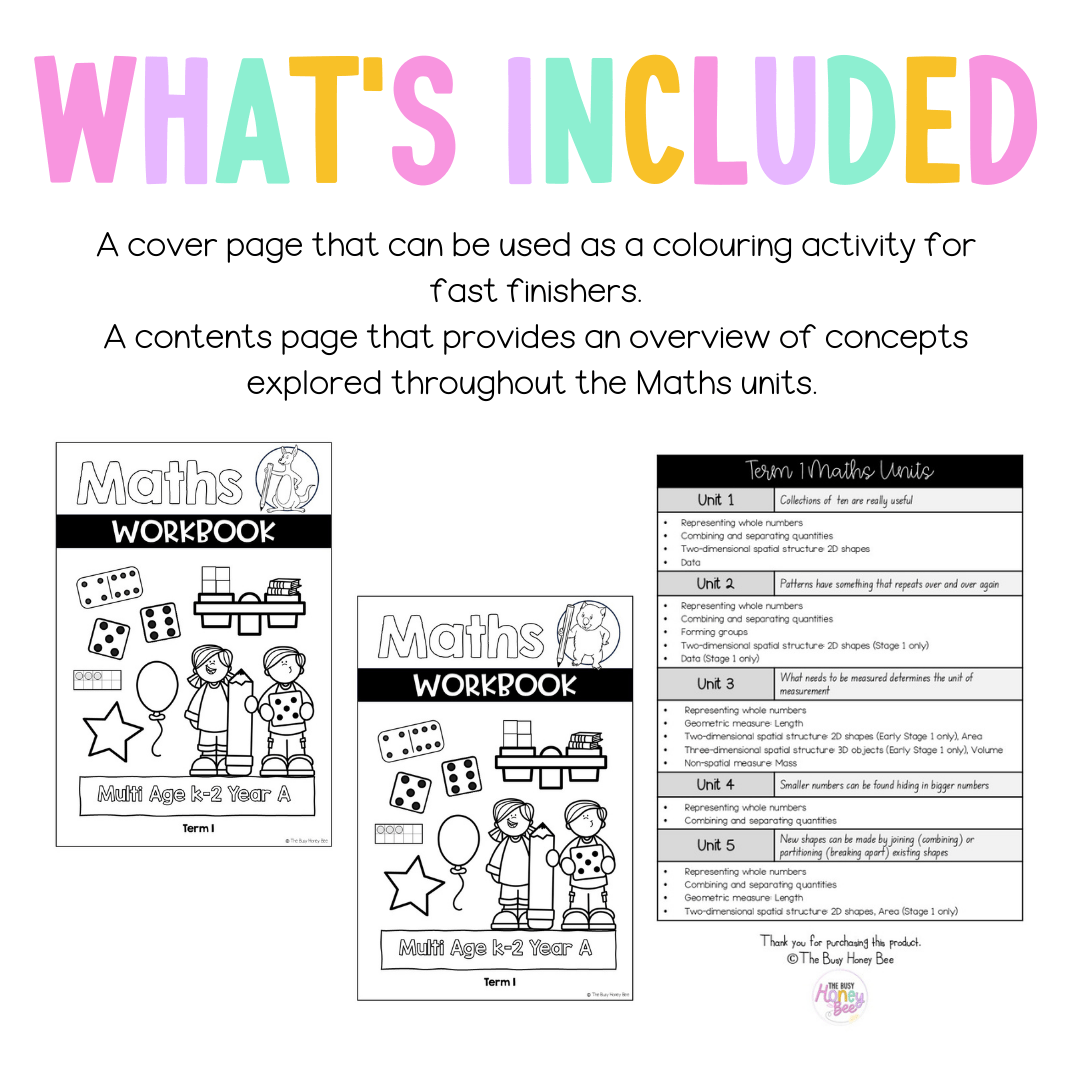 Multi Age K-2 Year A NSW Maths Workbook Term 1 - Pdf