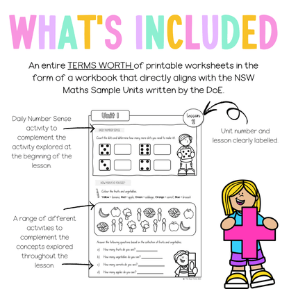Multi Age K-2 Year A NSW Maths Workbook Term 1 - Pdf