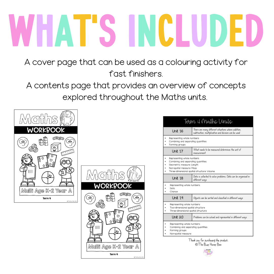 Multi Age K-2 Year A NSW Maths Workbook Term 4 - Workbook | Worksheets