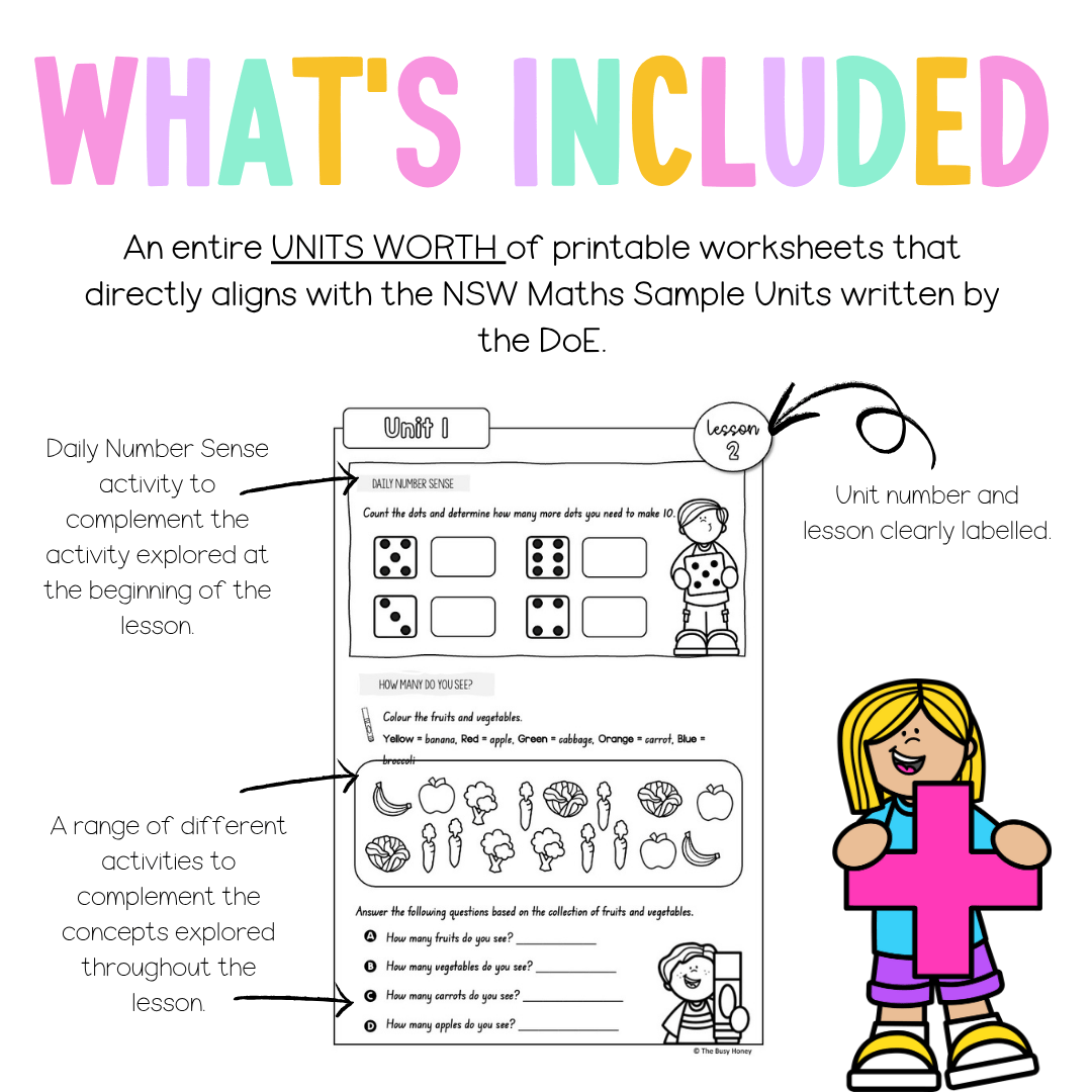 Multi Age K-2 Year A NSW Maths Worksheets Unit 1 - Workbook | Worksheets