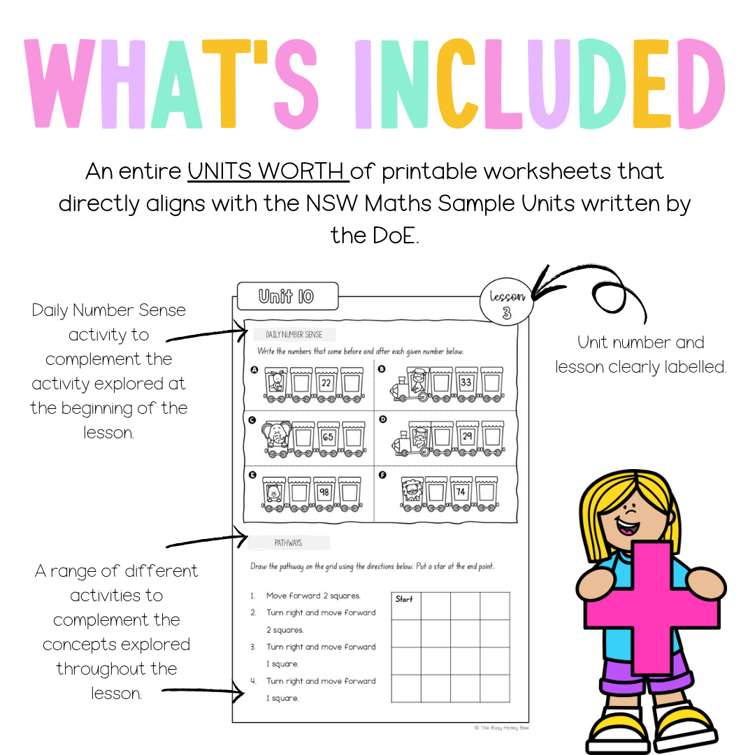 Multi Age K-2 Year A NSW Maths Worksheets Unit 10 - Workbook | Worksheets