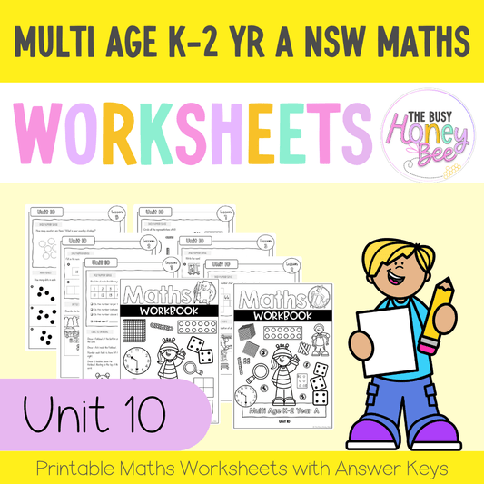 Multi Age K-2 Year A NSW Maths Worksheets Unit 10 - Workbook | Worksheets