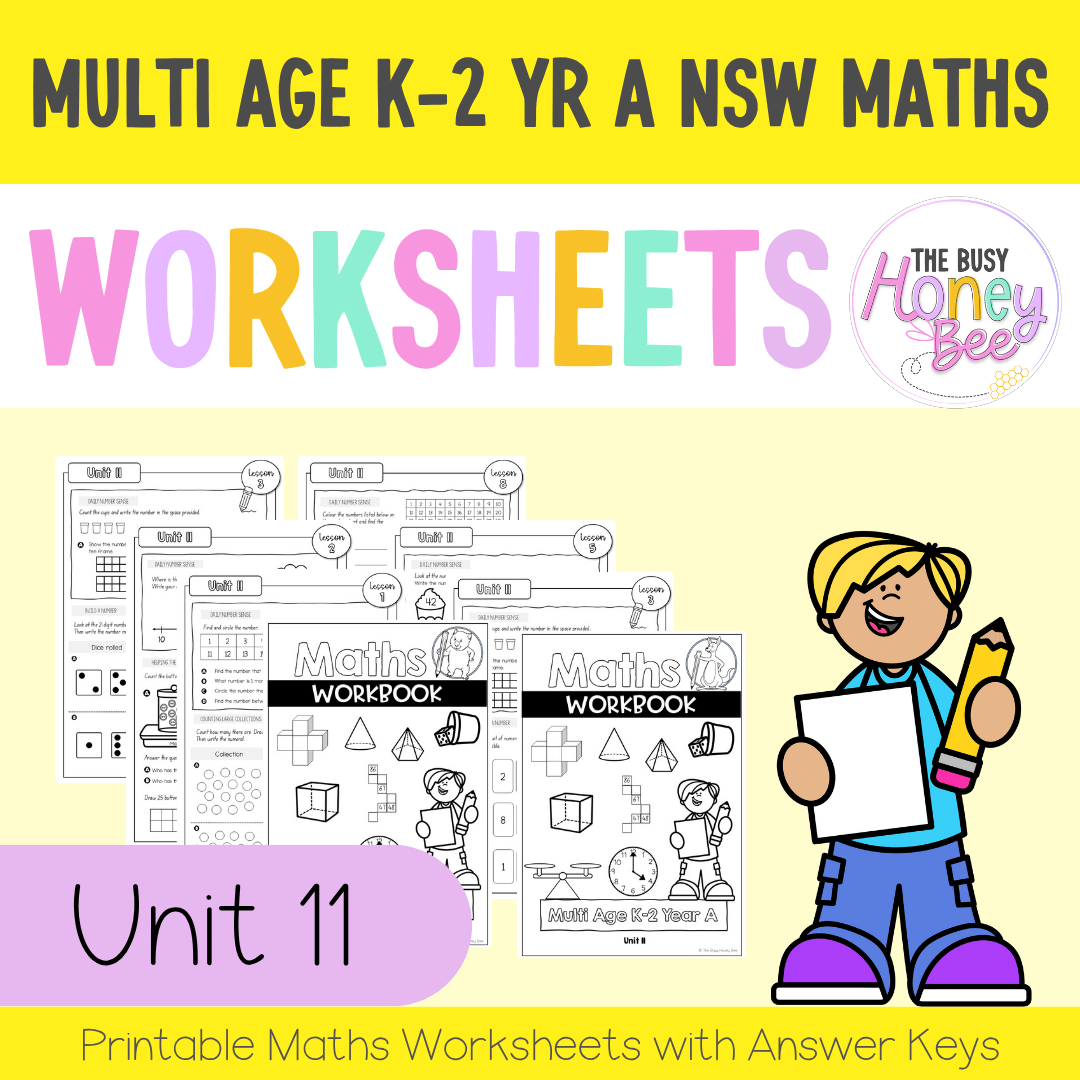 Multi Age K-2 Year A NSW Maths Worksheets Unit 11 - Workbook | Worksheets