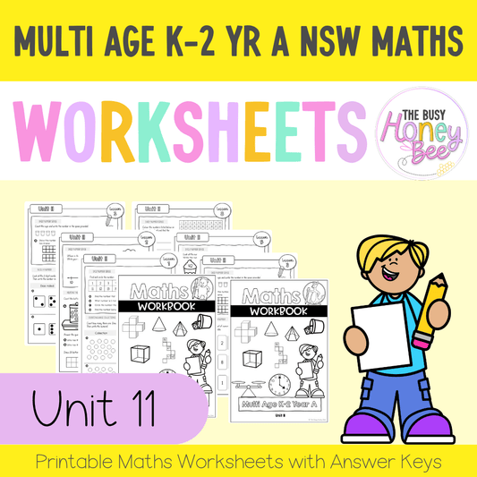 Multi Age K-2 Year A NSW Maths Worksheets Unit 11 - Workbook | Worksheets