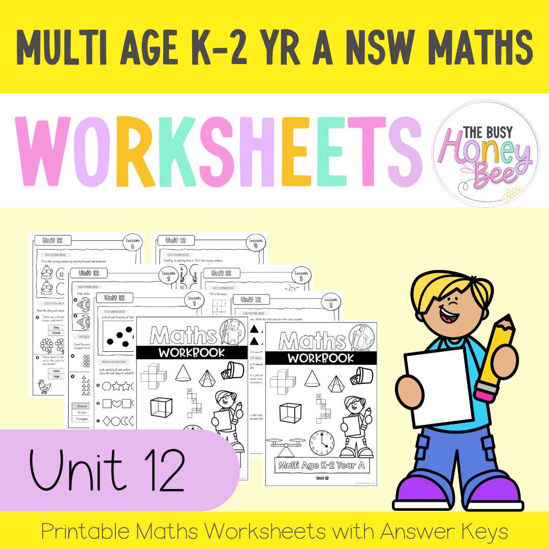 Multi Age K-2 Year A NSW Maths Worksheets Unit 12 - Workbook | Worksheets