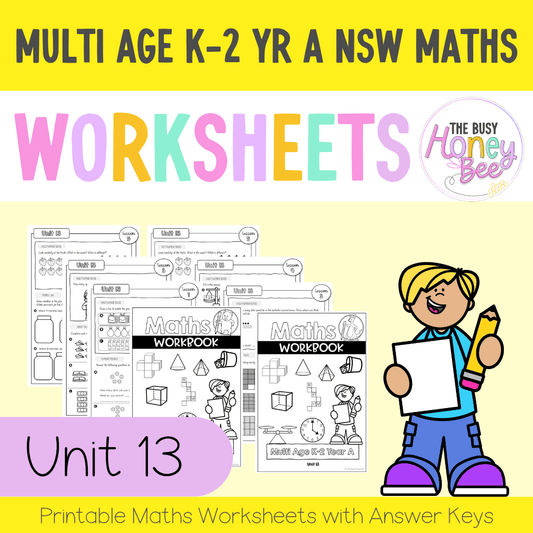 Multi Age K-2 Year A NSW Maths Worksheets Unit 13 - Workbook | Worksheets