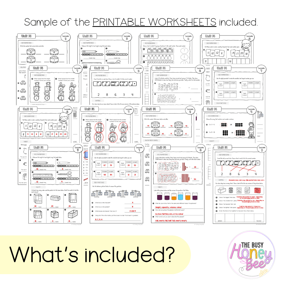 Multi Age K-2 Year A NSW Maths Worksheets Unit 14 - Workbook | Worksheets