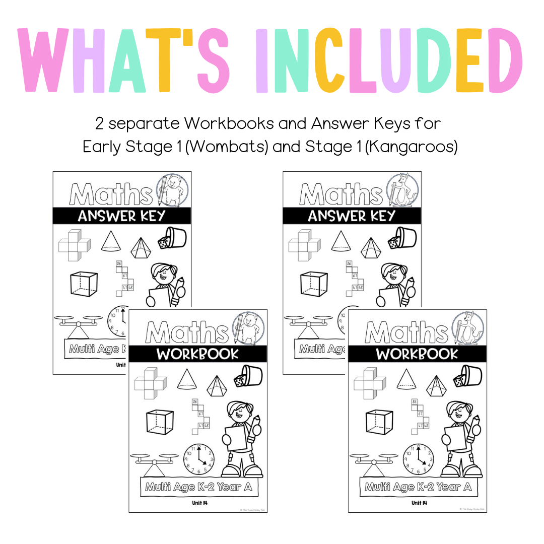 Multi Age K-2 Year A NSW Maths Worksheets Unit 14 - Workbook | Worksheets