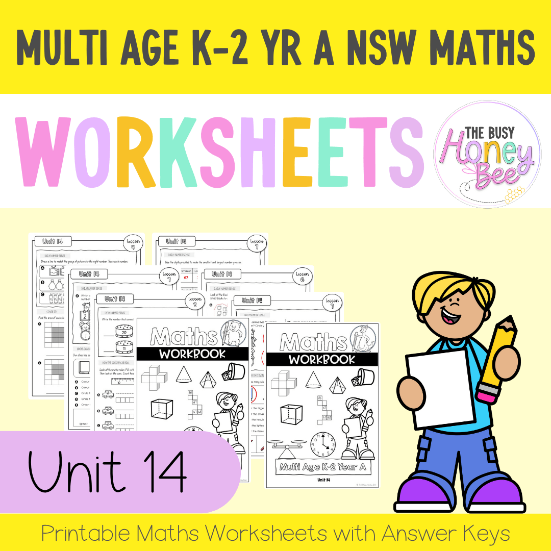 Multi Age K-2 Year A NSW Maths Worksheets Unit 14 - Workbook | Worksheets