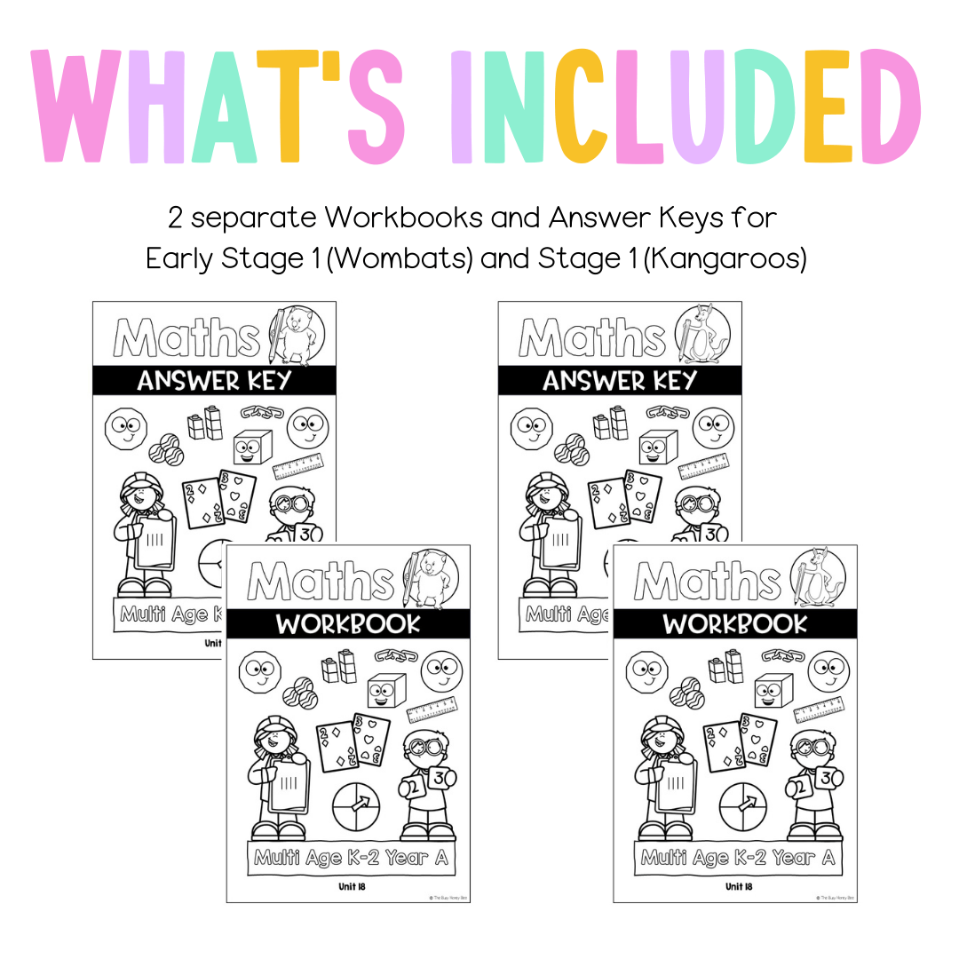 Multi Age K-2 Year A NSW Maths Worksheets Unit 18 - Workbook | Worksheets