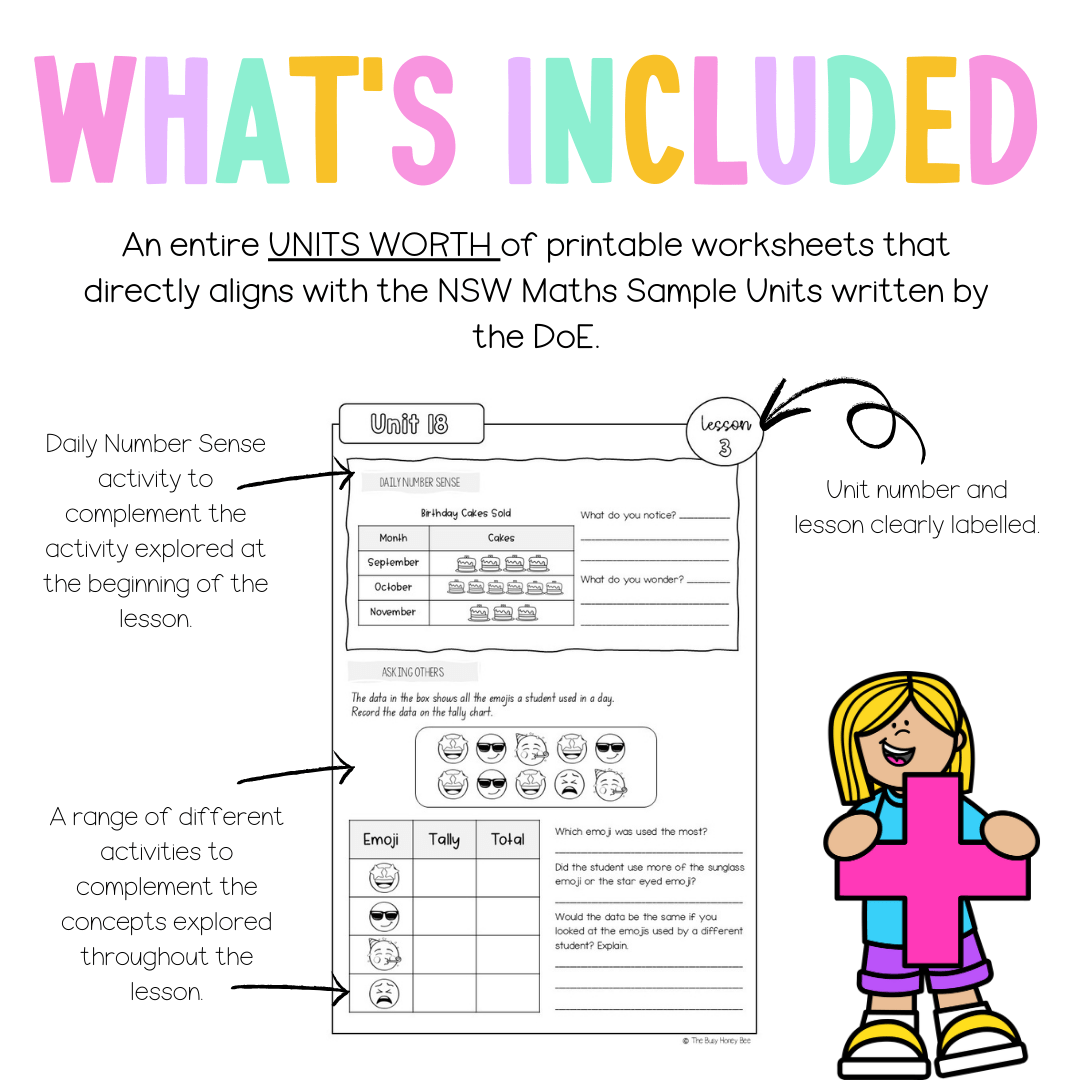 Multi Age K-2 Year A NSW Maths Worksheets Unit 18 - Workbook | Worksheets
