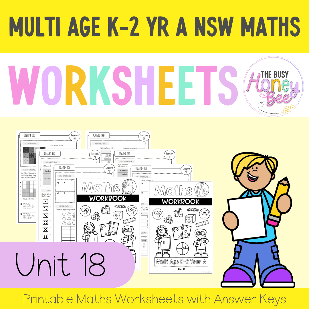 Multi Age K-2 Year A NSW Maths Worksheets Unit 18 - Workbook | Worksheets