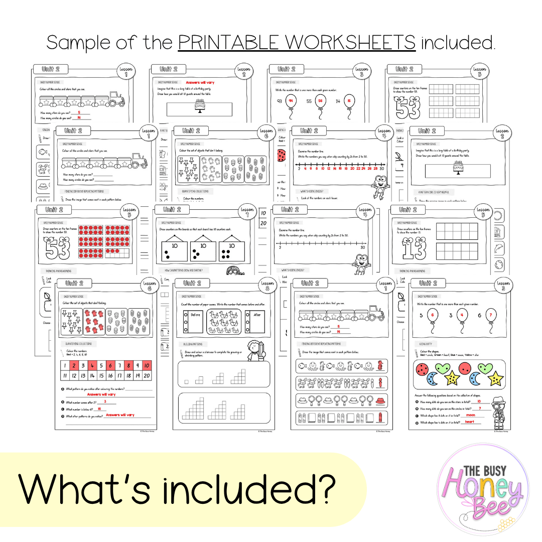 Multi Age K-2 Year A NSW Maths Worksheets Unit 2 - Workbook | Worksheets