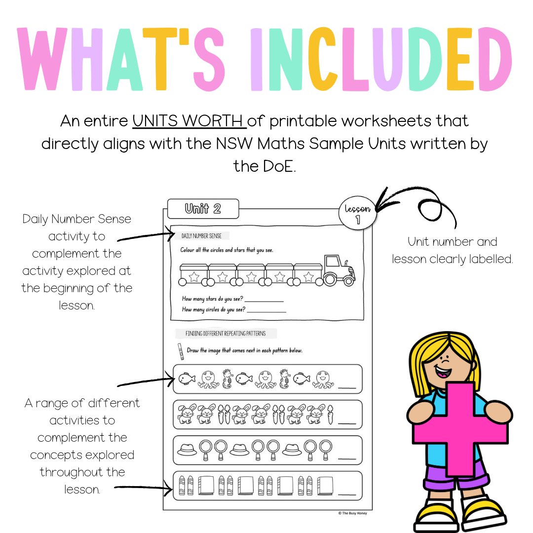 Multi Age K-2 Year A NSW Maths Worksheets Unit 2 - Workbook | Worksheets
