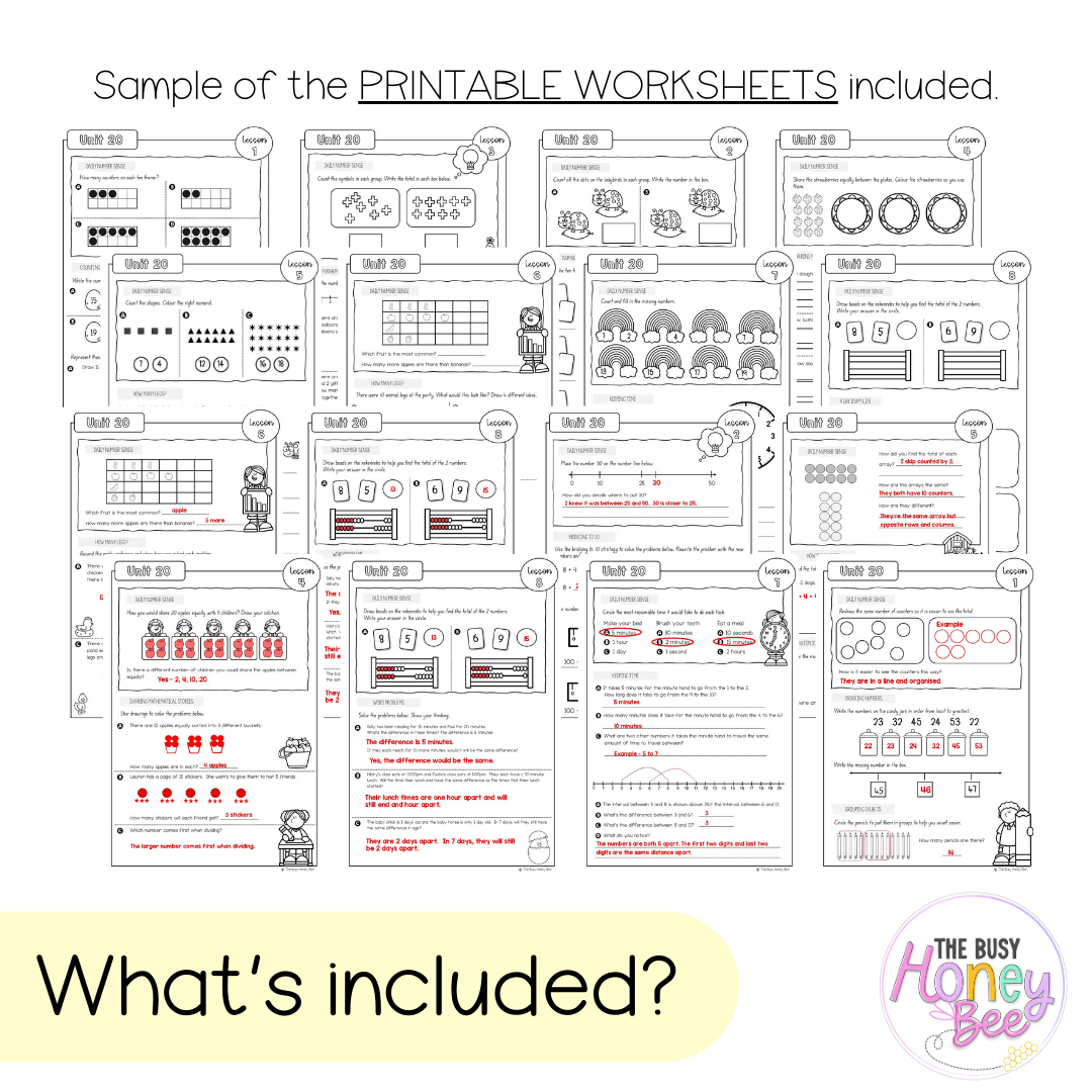 Multi Age K-2 Year A NSW Maths Worksheets Unit 20 - Workbook | Worksheets