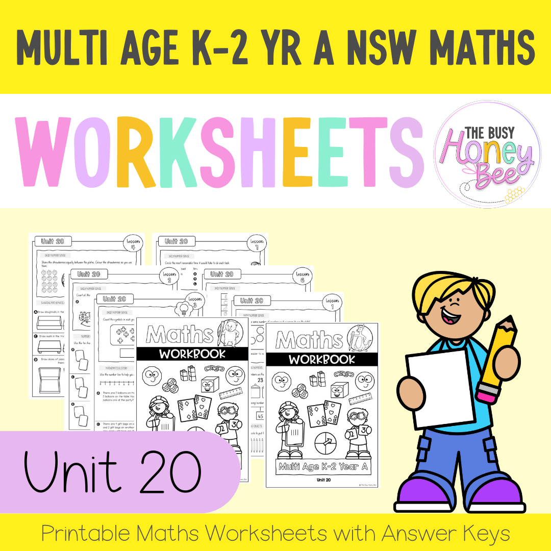 Multi Age K-2 Year A NSW Maths Worksheets Unit 20 - Workbook | Worksheets