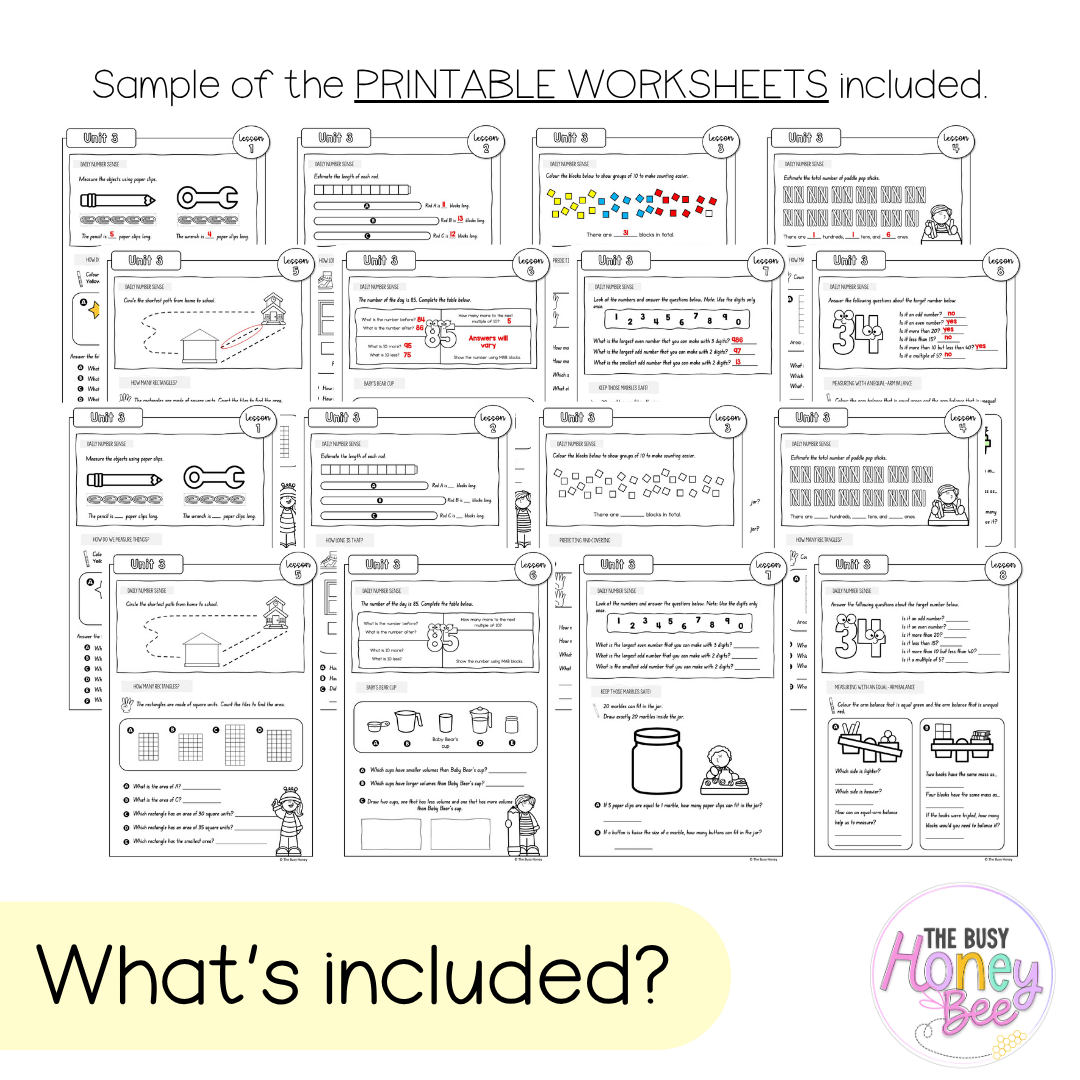Multi Age K-2 Year A NSW Maths Worksheets Unit 3 - Workbook | Worksheets