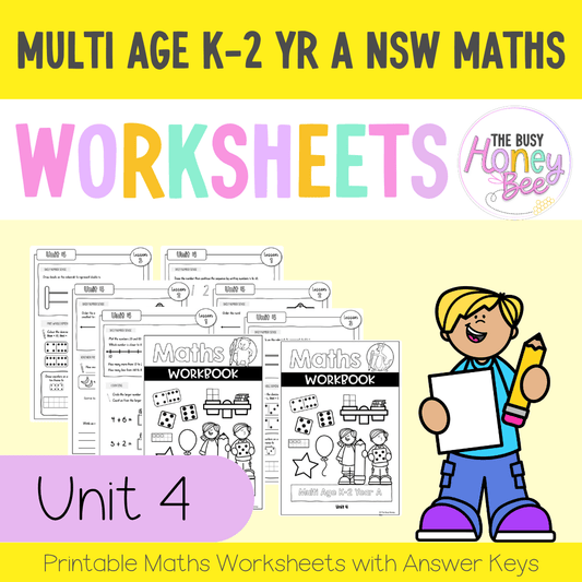 Multi Age K-2 Year A NSW Maths Worksheets Unit 4 - Workbook | Worksheets