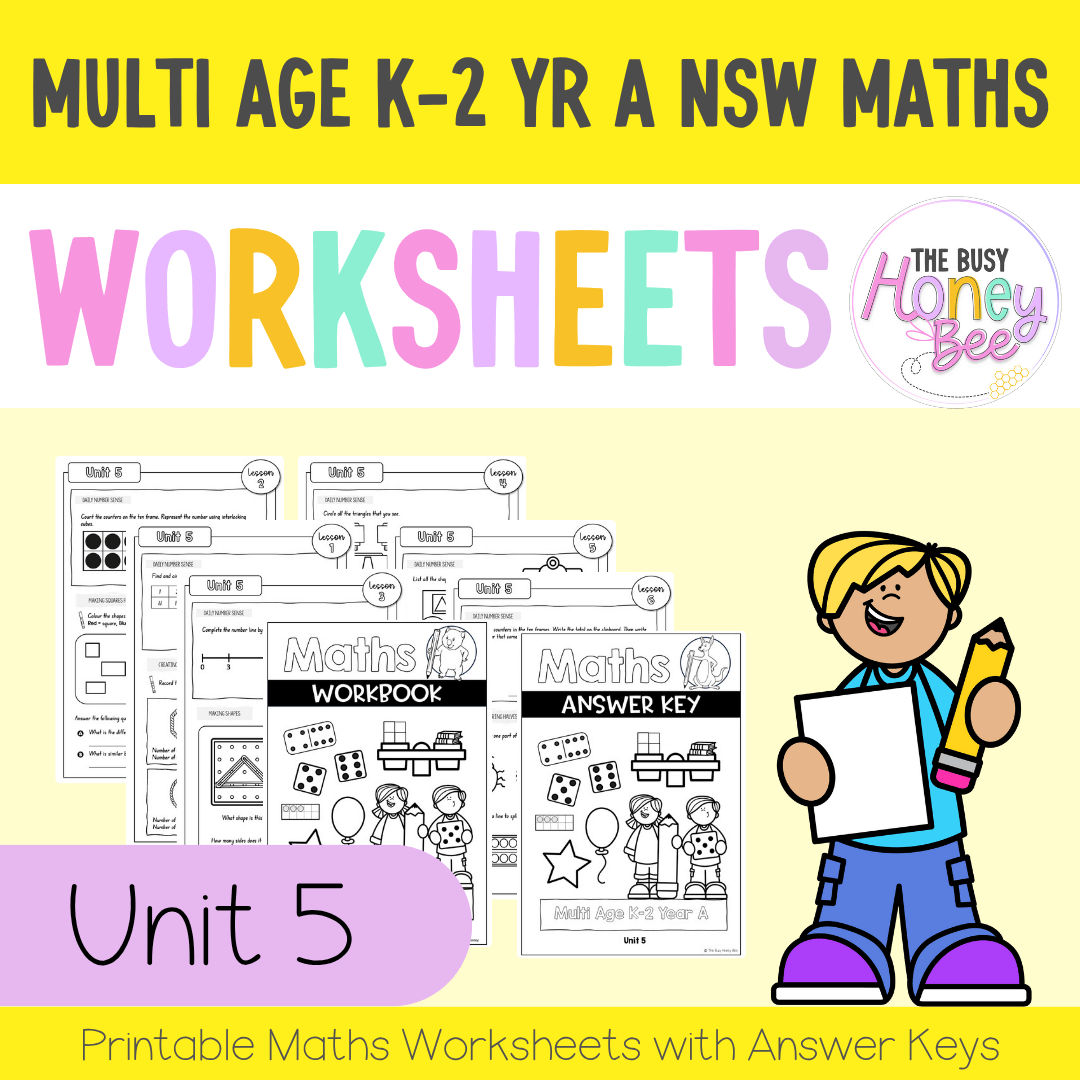 Multi Age K-2 Year A NSW Maths Worksheets Unit 5 - Workbook | Worksheets
