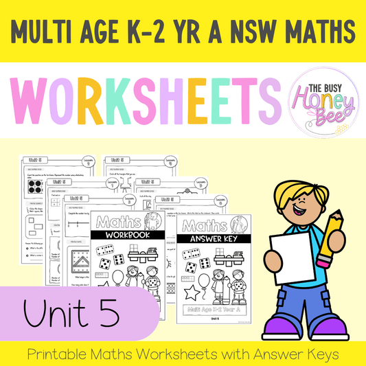 Multi Age K-2 Year A NSW Maths Worksheets Unit 5 - Workbook | Worksheets