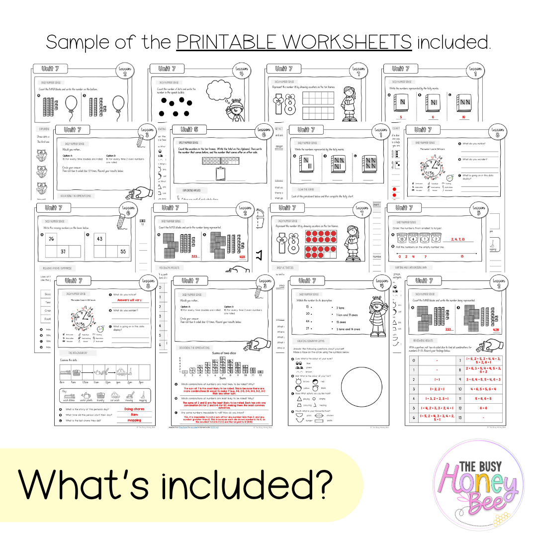 Multi Age K-2 Year A NSW Maths Worksheets Unit 7 - Workbook | Worksheets