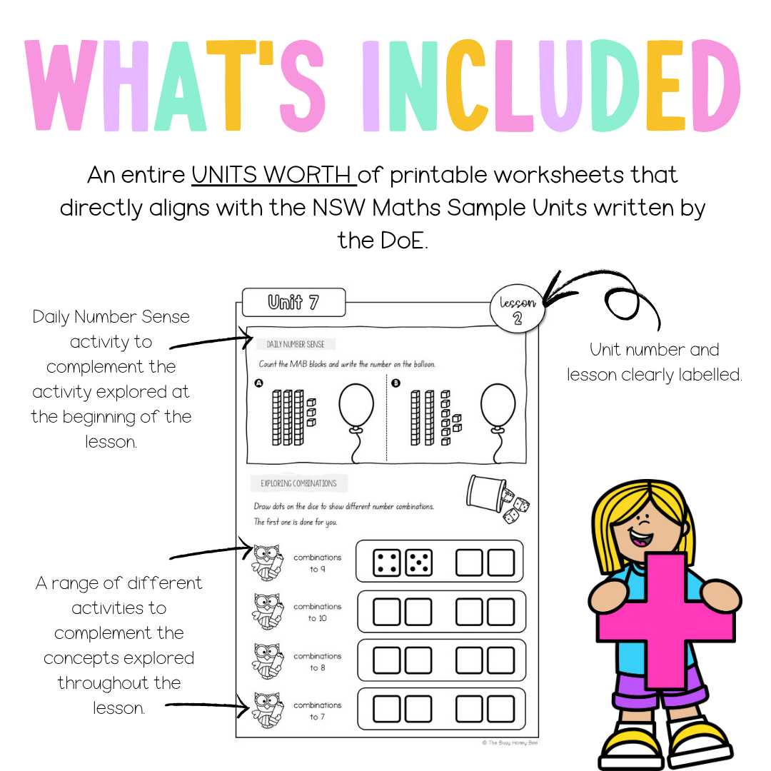 Multi Age K-2 Year A NSW Maths Worksheets Unit 7 - Workbook | Worksheets
