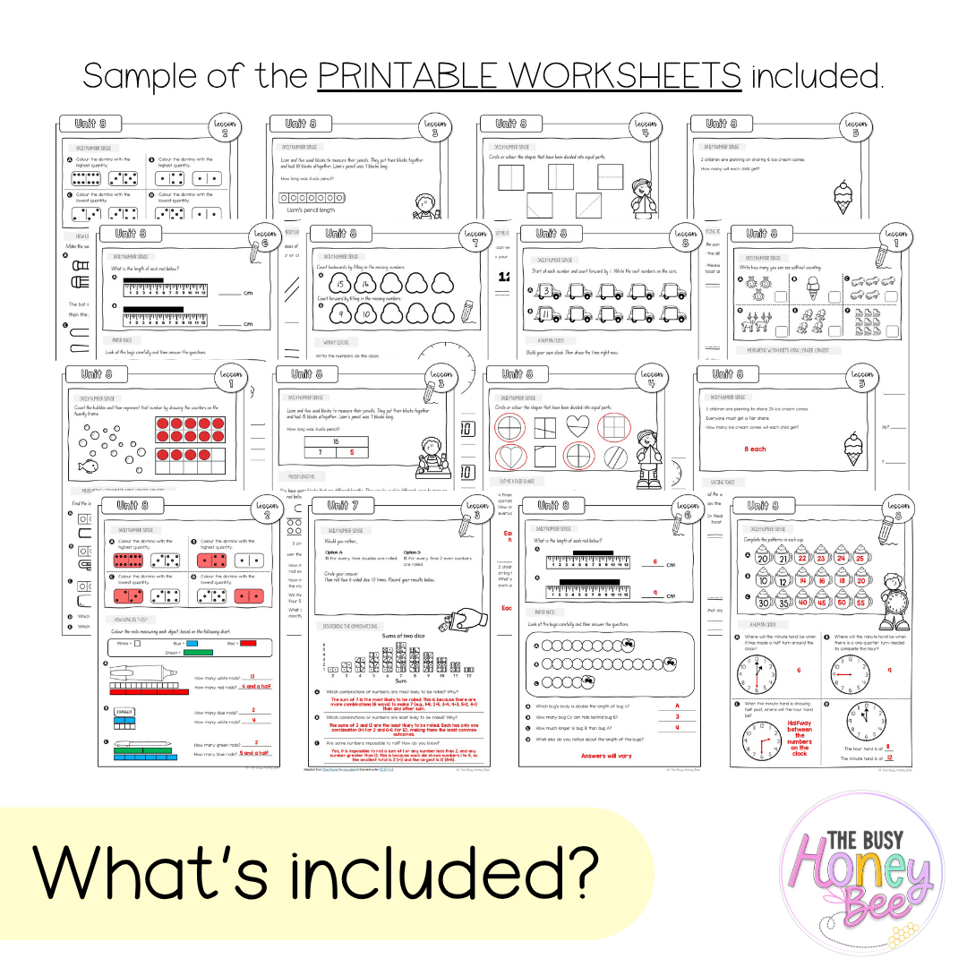 Multi Age K-2 Year A NSW Maths Worksheets Unit 8 - Workbook | Worksheets