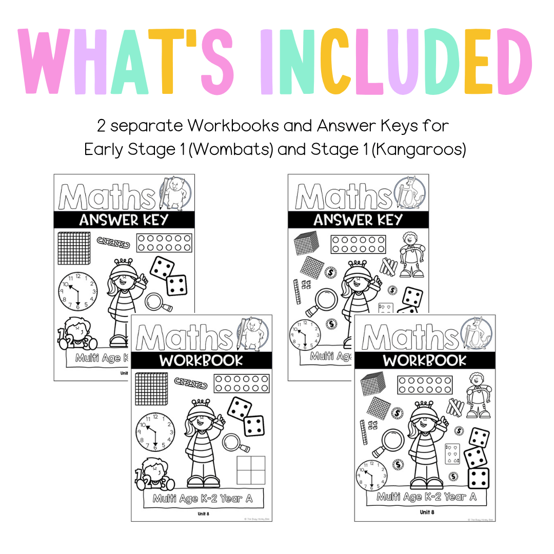 Multi Age K-2 Year A NSW Maths Worksheets Unit 8 - Workbook | Worksheets