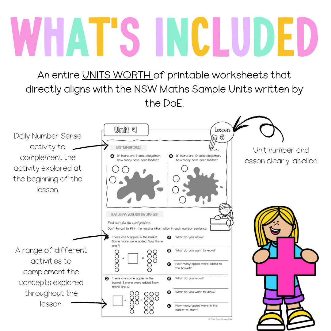 Multi Age K-2 Year A NSW Maths Worksheets Unit 9 - Workbook | Worksheets