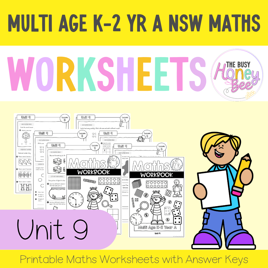Multi Age K-2 Year A NSW Maths Worksheets Unit 9 - Workbook | Worksheets