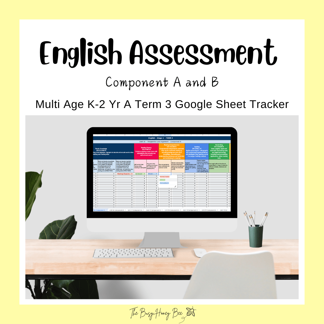 Multi Age K-2 Year A NSW Term 3 English Assessment Overview Google Sheet - Assessment