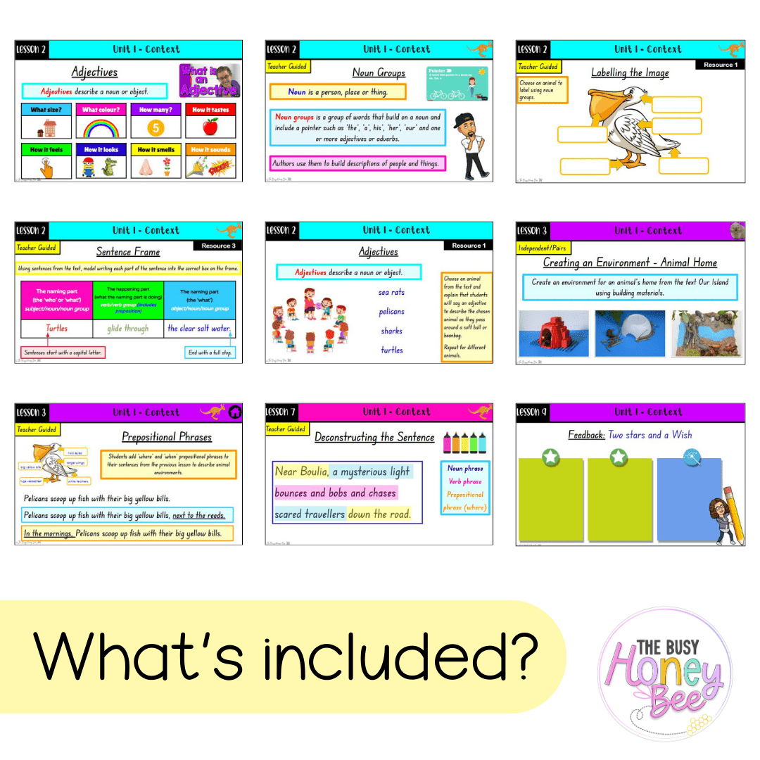Multi Age K-2 Year A Term 1 English Teaching Slides Mega Bundle - Teaching Slides