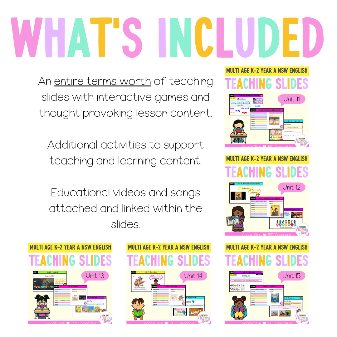 Multi Age K-2 Year A Term 3 English Teaching Slides Mega Bundle - Teaching Slides