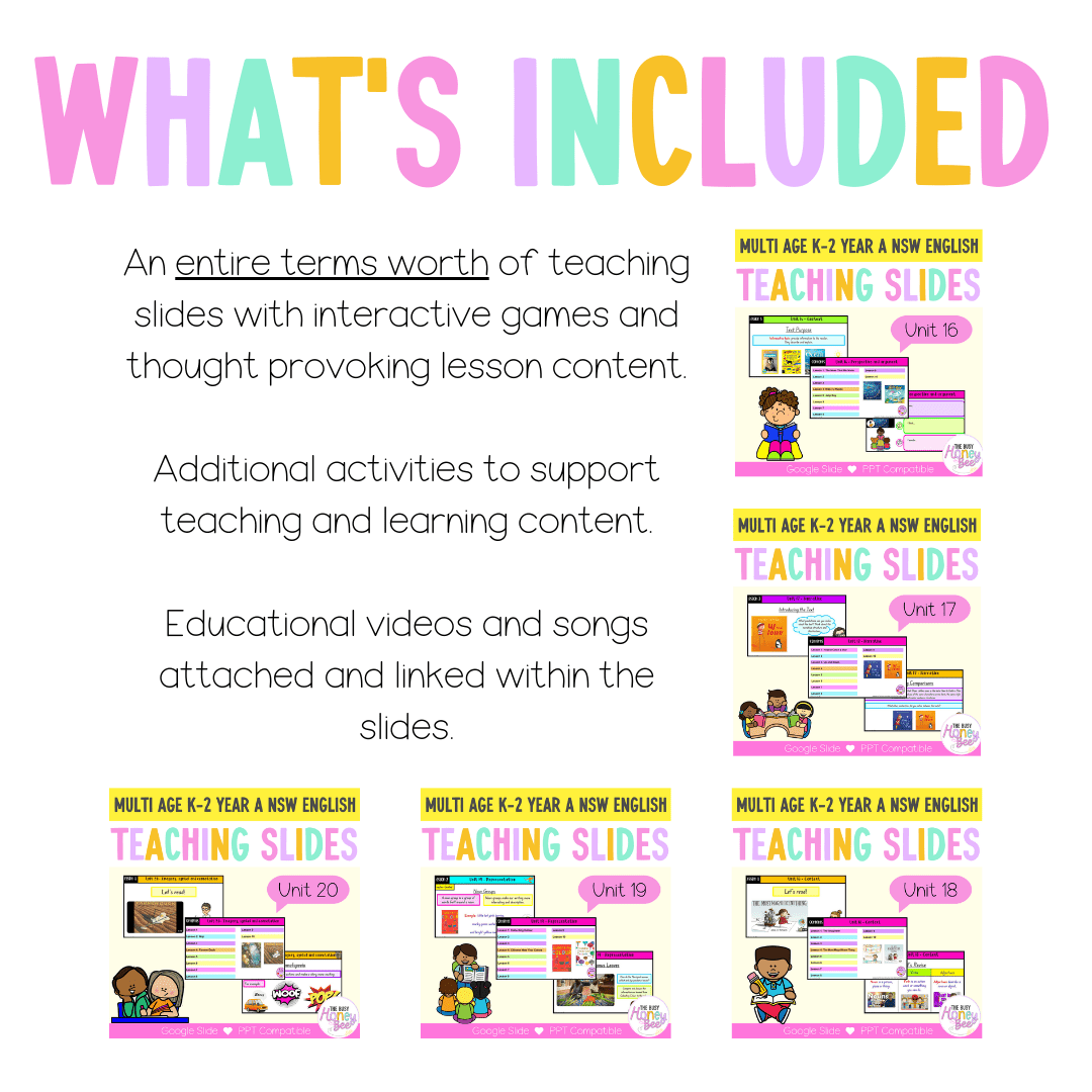 Multi Age K-2 Year A Term 4 English Teaching Slides Mega Bundle - Teaching Slides