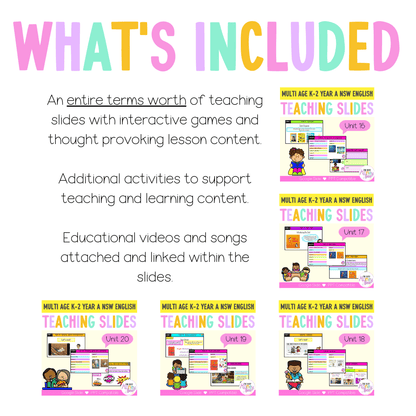 Multi Age K-2 Year A Term 4 English Teaching Slides Mega Bundle - Teaching Slides