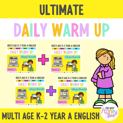 Multi Age K-2 Year A Ultimate English Australian | NSW English Daily Review | Warm-Up Mega Bundle - Warm Up | Revision