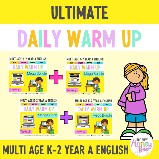 Multi Age K-2 Year A Ultimate English Australian | NSW English Daily Review | Warm-Up Mega Bundle - Warm Up | Revision