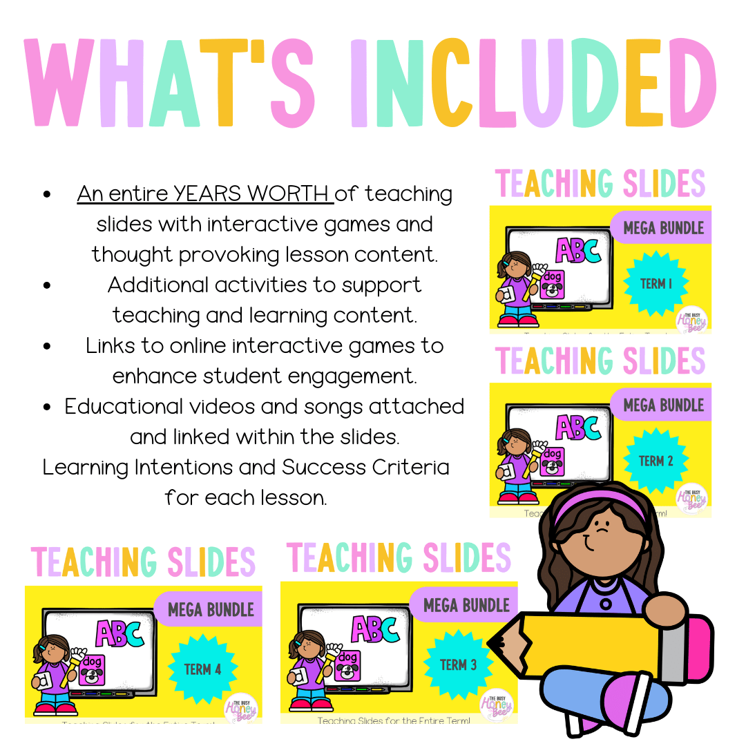 Multi Age K-2 Year A Ultimate English Teaching Slides Mega Bundle - Teaching Slides