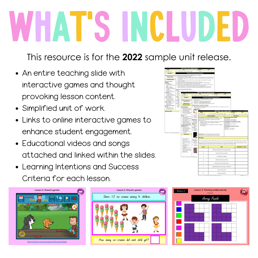 Multi Age K-2 Year A Unit 13 NSW Maths Teaching Slides 2022 - Teaching Slides