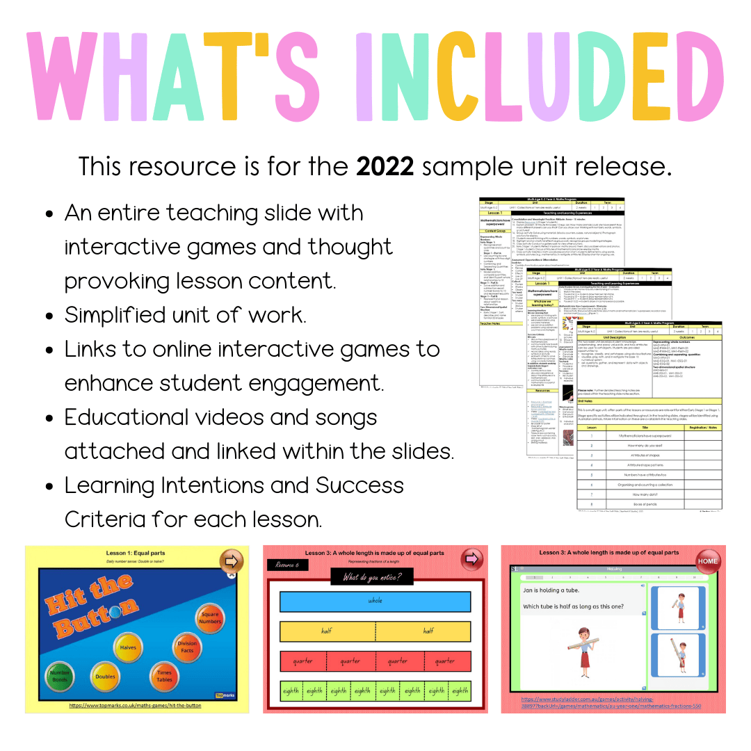 Multi Age K-2 Year A Unit 15 NSW Maths Teaching Slides 2022 - Teaching Slides