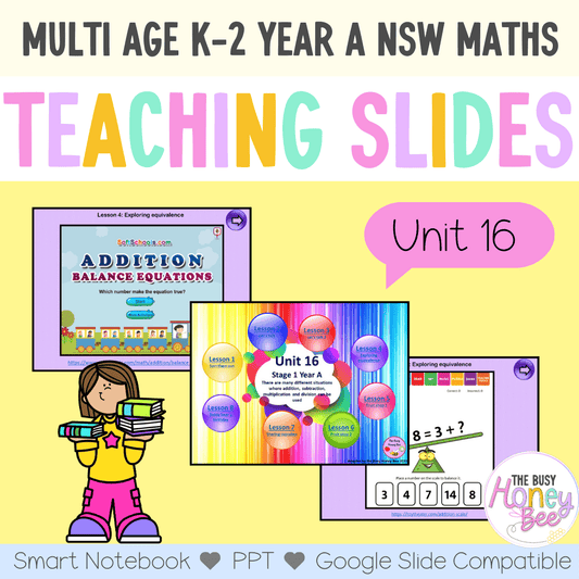 Multi Age K-2 Year A Unit 16 NSW Maths Teaching Slides - Zip Folder: Smart Notebook, PowerPoint, Google Slide Compatible