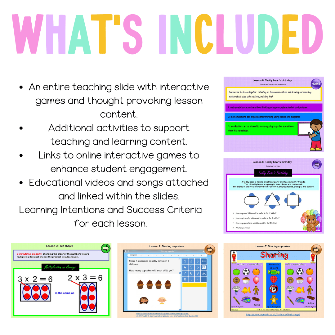 Multi Age K-2 Year A Unit 16 NSW Maths Teaching Slides - Zip Folder: Smart Notebook, PowerPoint, Google Slide Compatible