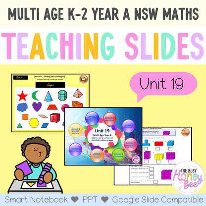 Multi Age K-2 Year A Unit 19 NSW Maths Teaching Slides - Zip Folder: Smart Notebook, PowerPoint, Google Slide Compatible