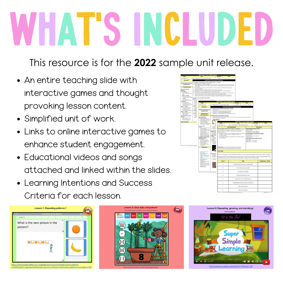 Multi Age K-2 Year A Unit 2 NSW Maths Teaching Slides 2022 - Teaching Slides