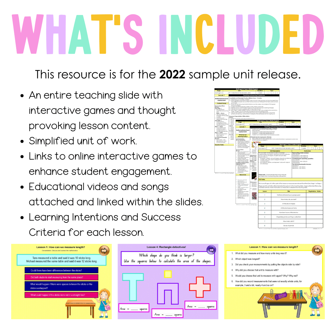 Multi Age K-2 Year A Unit 3 NSW Maths Teaching Slides 2022 - Teaching Slides