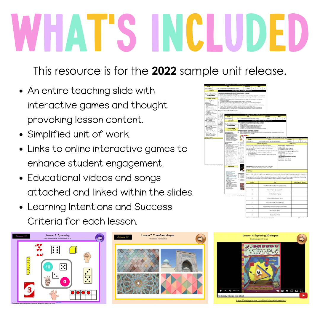 Multi Age K-2 Year A Unit 5 NSW Maths Teaching Slides 2022 - Teaching Slides