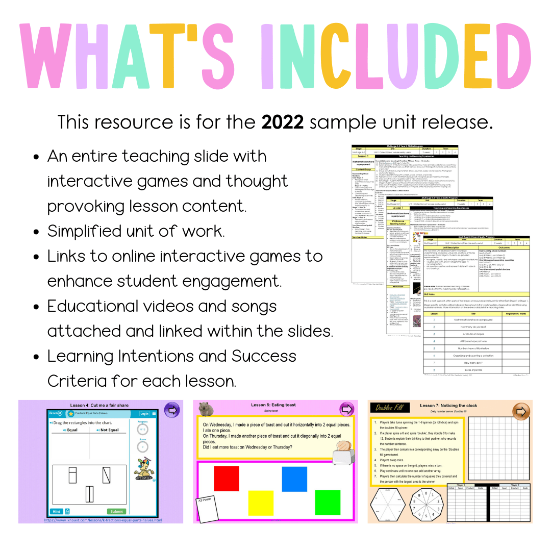 Multi Age K-2 Year A Unit 8 NSW Maths Teaching Slides 2022 - Teaching Slides