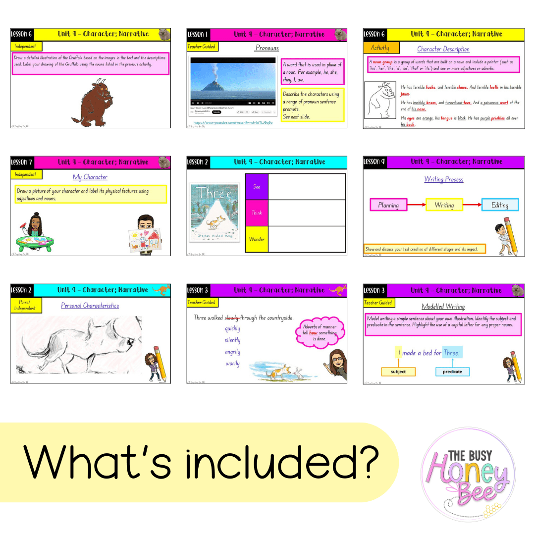 Multi-Age K-2 Year A, Unit 9 Character and Narrative English Teaching Slides - Teaching Slides